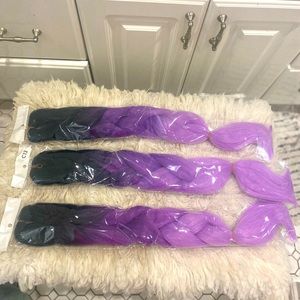 Synthetic crochet hair extensions- ombré black-purple-lavender 24”